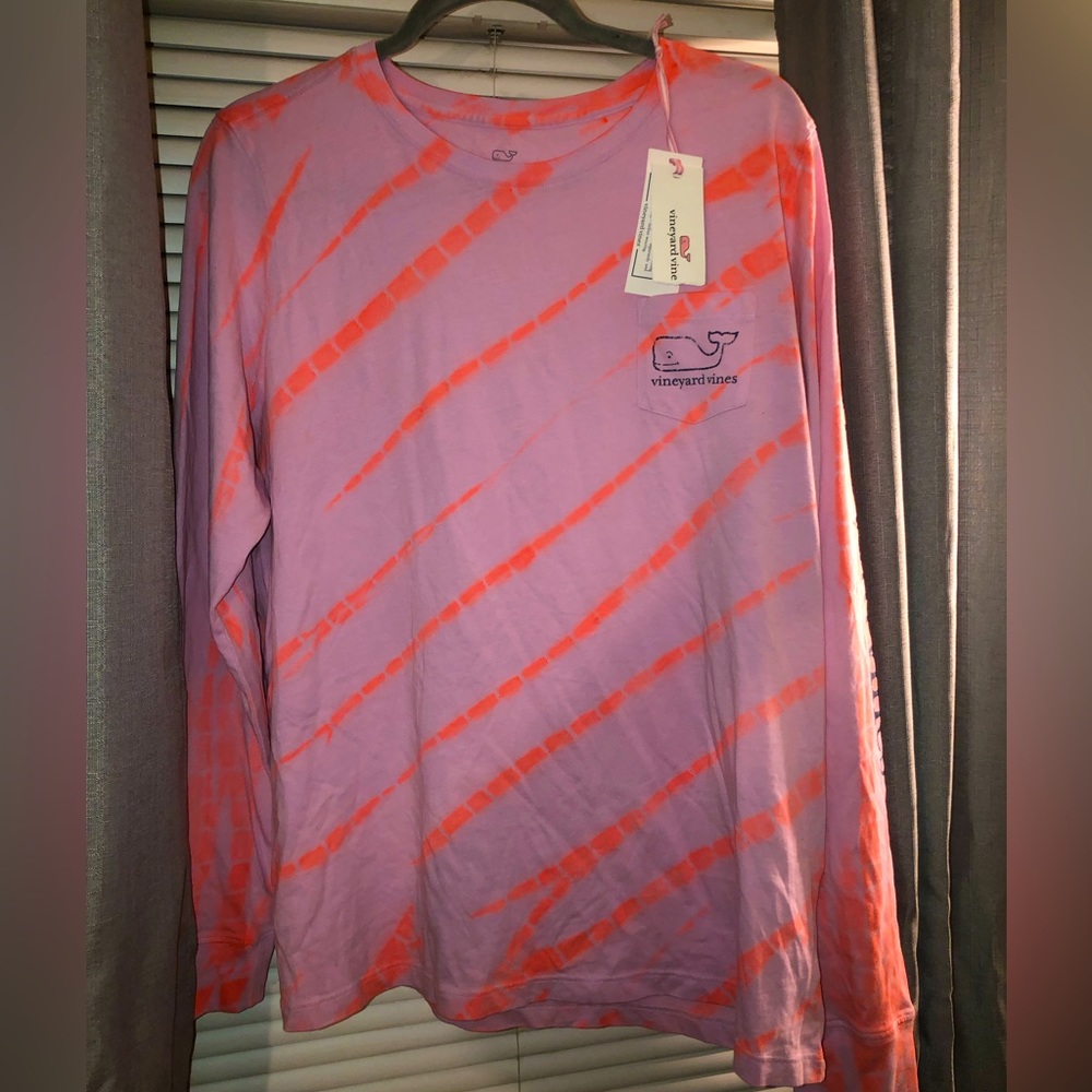 Vineyard Vines Ocean Tie-Dye Vintage Whale Long-Sleeve Pocket Tee size: XL